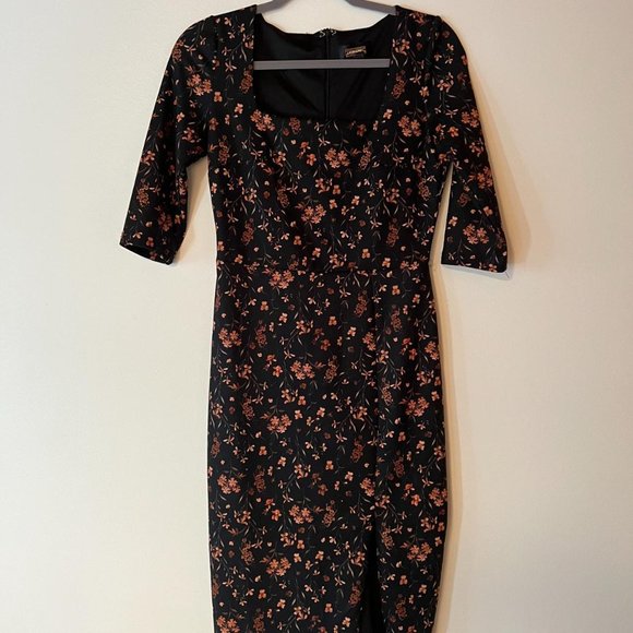 Alexia Admor Emily Square Neck Midi Dress Size Small - Picture 3 of 4